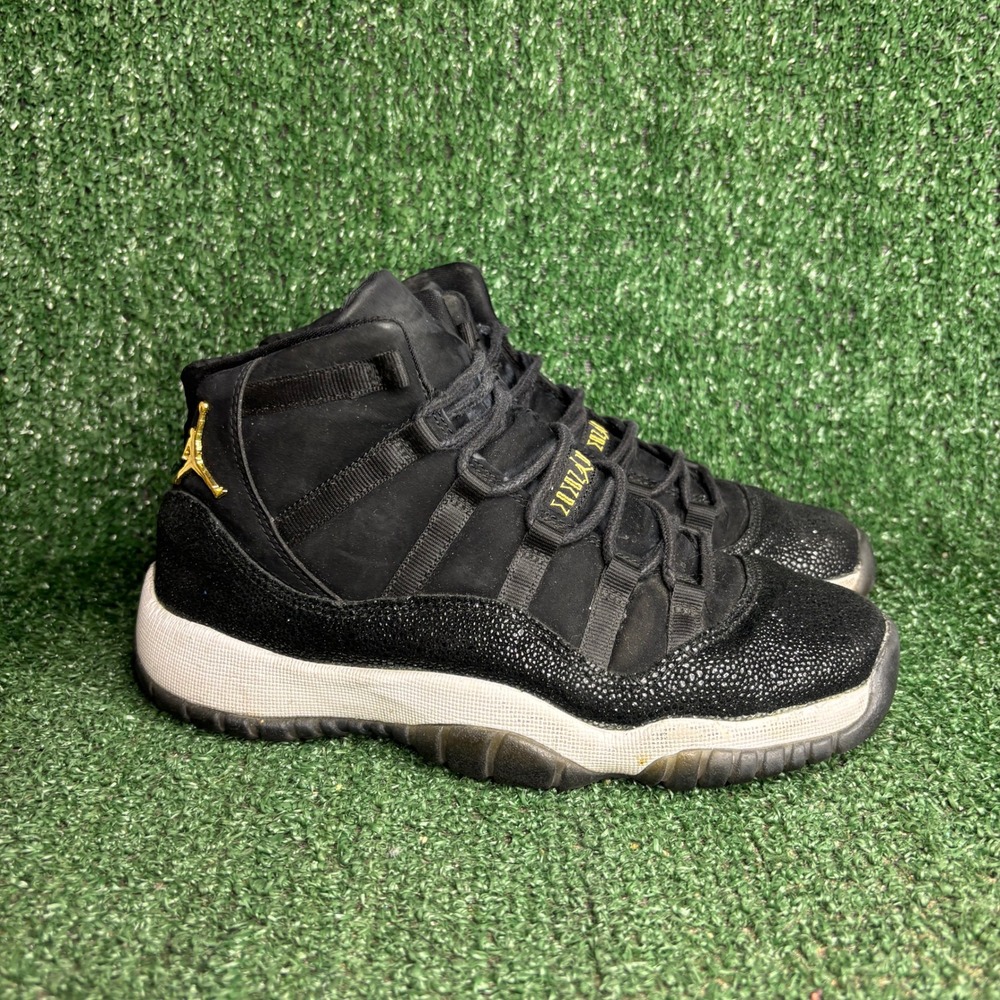 Jordan 11 Retro Heiress Stingray Gold Athletic Sneaker Black Womens Size 6.5(5Y)